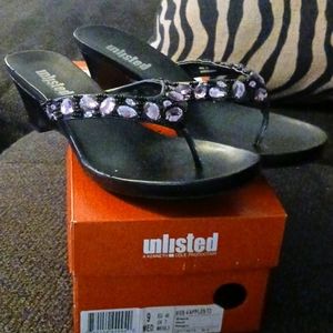 Unlisted Black Rhinestones Like Sandals,  Size 9